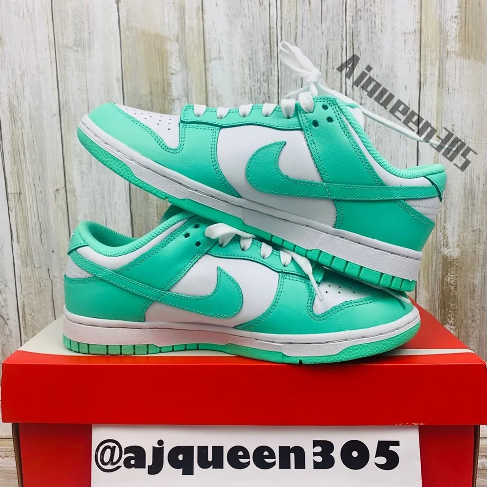 Nike Dunk Low White Green Glow W8 - Picture 3 of 6